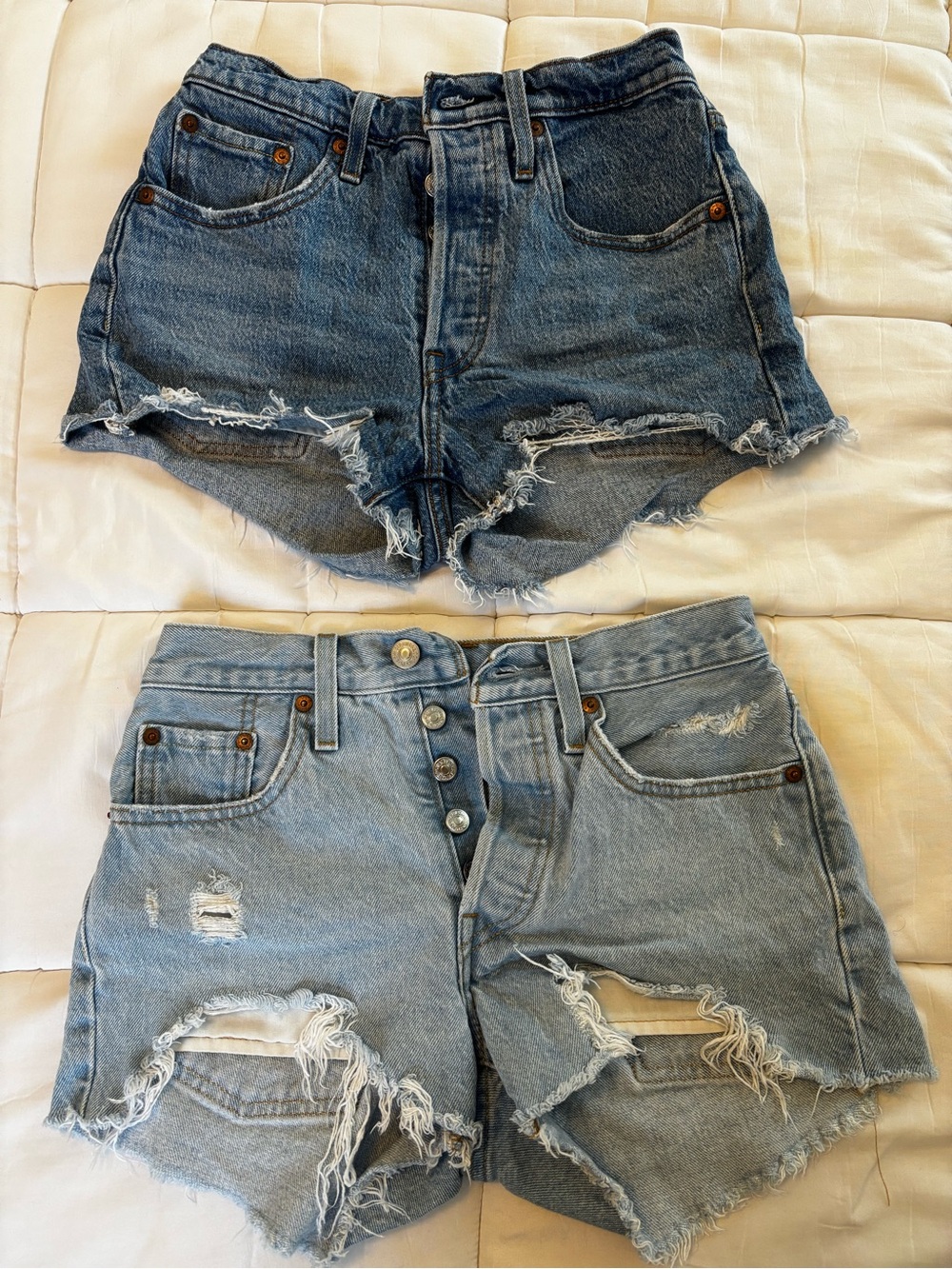 Levi's 501 Jean Shorts — Dark Blue & Light Blue